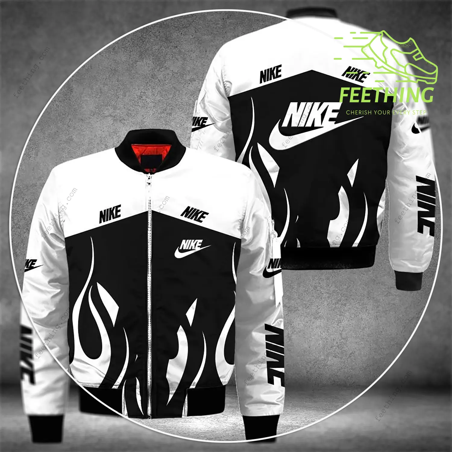 Nike black white luxury brand bomber jacket clothing outfit for men women